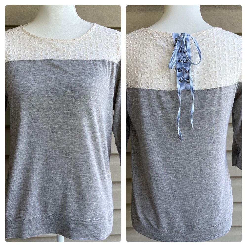 •Ezra• Eyelet Top with Lace-Up Back - Size Medium